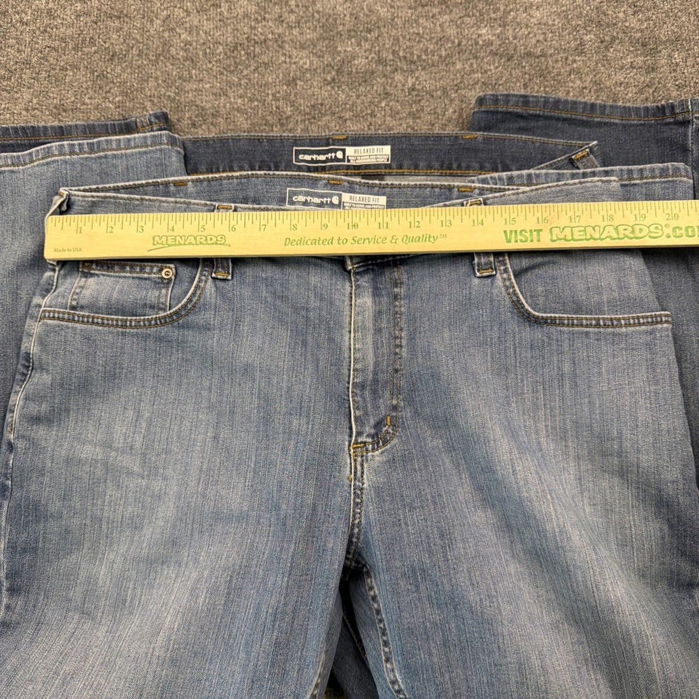 2 Carhartt Men's 38x30 Relaxed Fit Rugged Flex Pants Blue Jeans Workwear BD2804M - Picture 6 of 8
